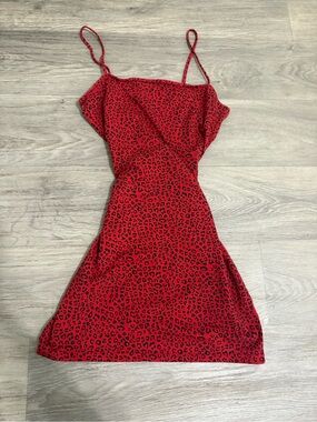 H&M Red Leopard Print Slip Mini Dress